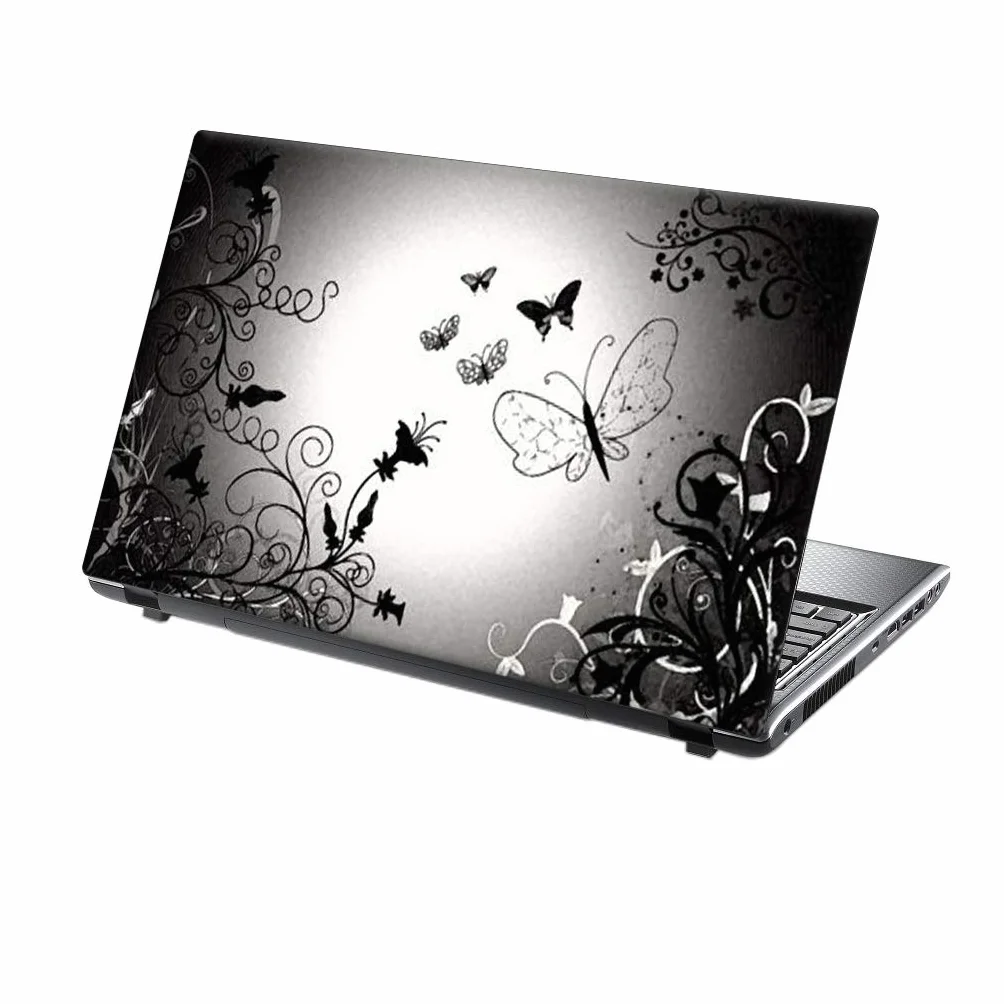 15'6 Inch Taylorhe - Pellicola protettiva adesiva per computer portatile con farfalle nere e grigie