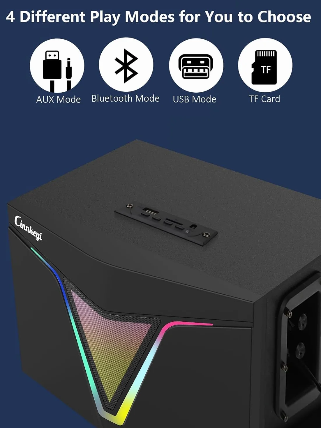 Sistema di altoparlanti 2.1 con subwoofer Bluetooth per PC, porta audio 3,5 mm, suono stereo