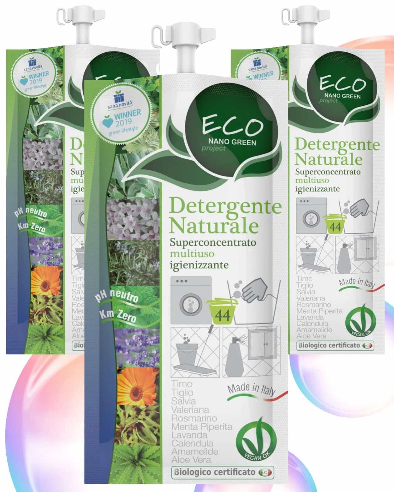 ECO NANO GREEN Detergente Naturale Universale per Pavimenti, Lavatrice, Bucato, Cucina, Bagno e Vetri