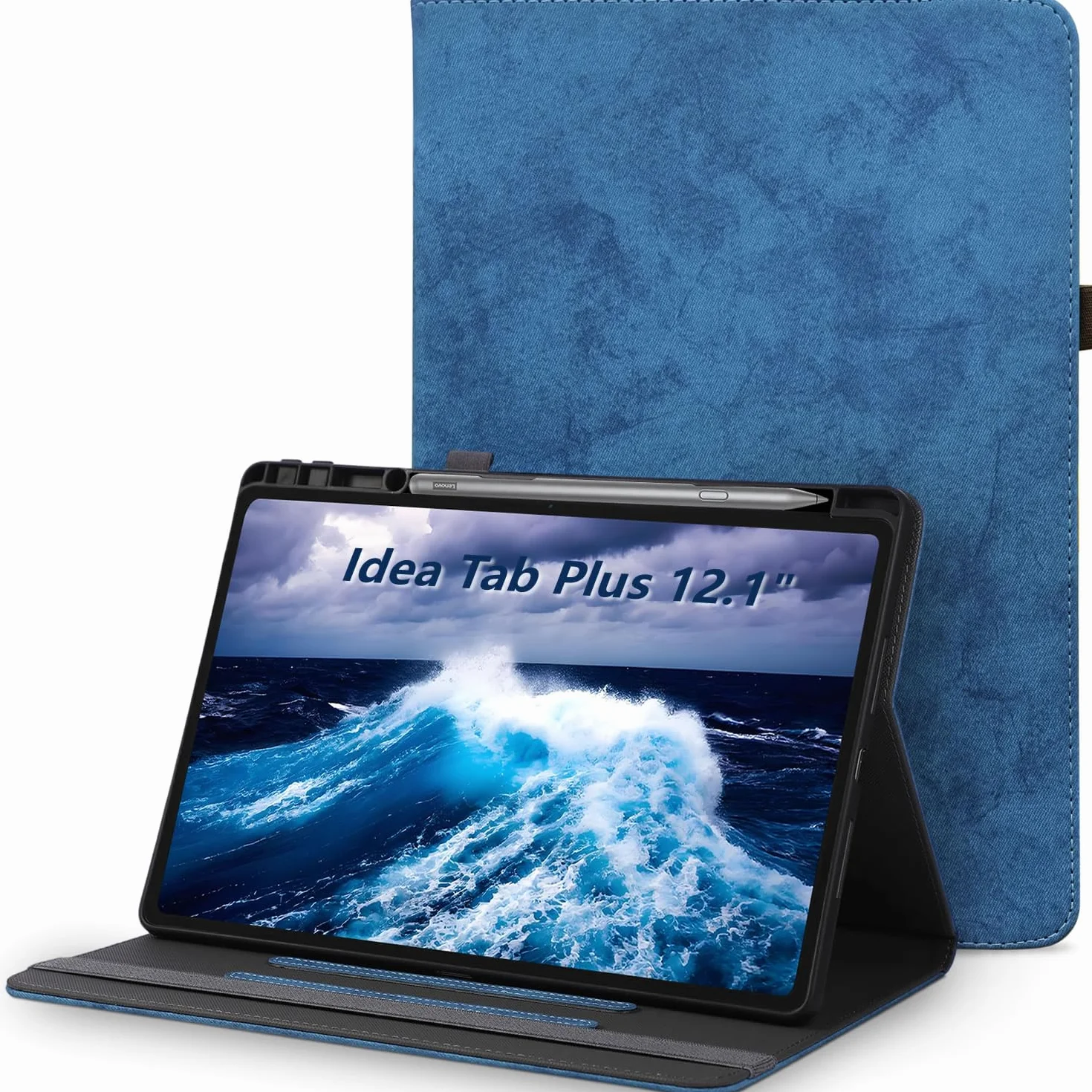 Custodia per Coque pour Lenovo Idea Tab Plus 12.1 pollici TB361FU/ZU Tablet, TPU Cover con Auto Sveglia/Sonno,Blu