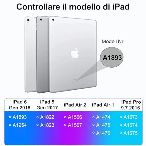 IVEOPPE Tastiera iPad 6 Generazione 9.7" 2018 con Touchpad, Cover Tastiera Trackpad layout Italiano Bluetooth, Custodia con Portapenna per iPad 5/4 Gen/Pro 9.7/Air 2/Air 1, Nero
