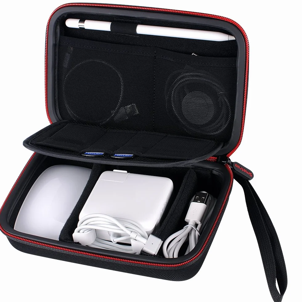 Smatree A90 Custodia Rigida para Apple Pencil, Magic Mouse, Adattatore di Alimentazione Magsafe 1, Cavo di Ricarica Magnetico, Organizzatore Cavi da Viaggio Doppio Strato Borsa Accessori Elettronici