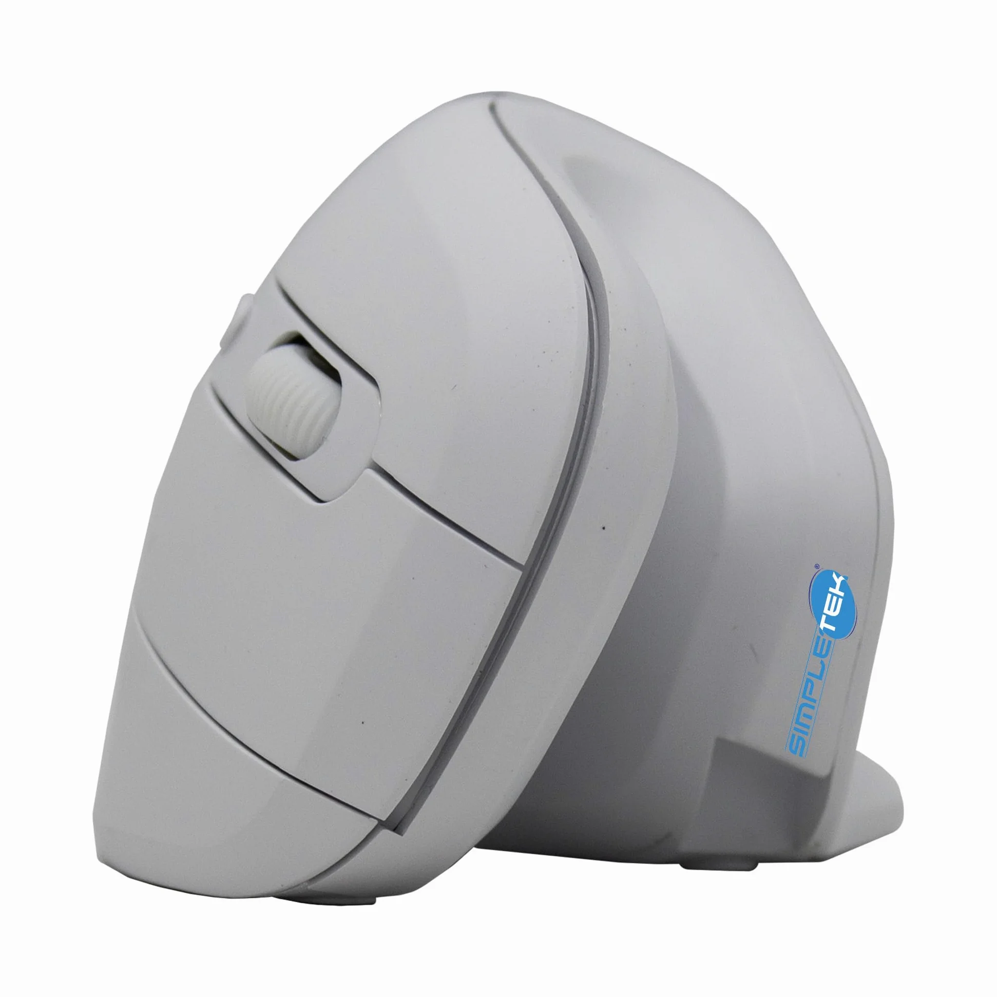 SIMPLETEK - Mouse Verticale Ergonomico Wireless - Senza Fili 2.4GHz - DPI Regolabile fino a 3200-6 Pulsanti - Design Bianco - Ricevitore USB Incluso