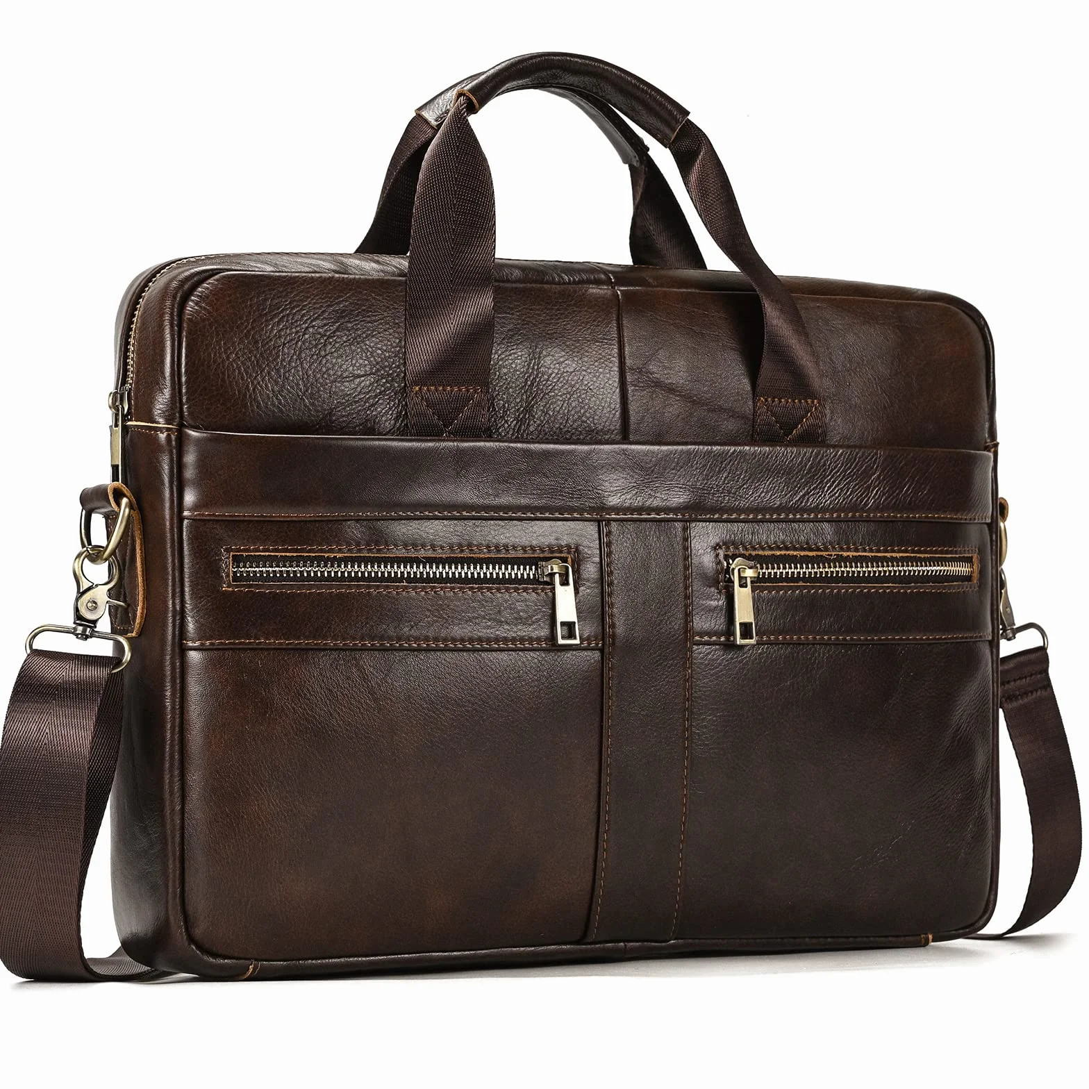 Ventiquattrore Uomo, Computer portatile Borse Vera Pelle per Laptop Vintage da Uomo Borsa Cuoio Portadocumenti Ventiquattrore Tracolla Lavoro (3316 Marrone)