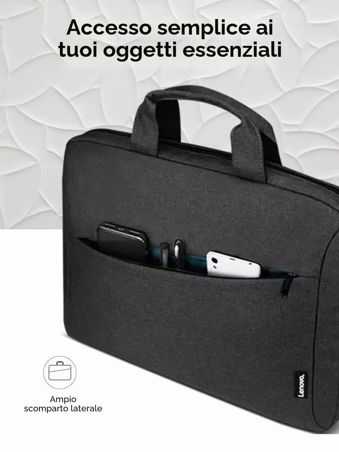 Lenovo Borsa per laptop T210, borsa a tracolla per laptop o tablet, tessuto elegante, resistente e idrorepellente