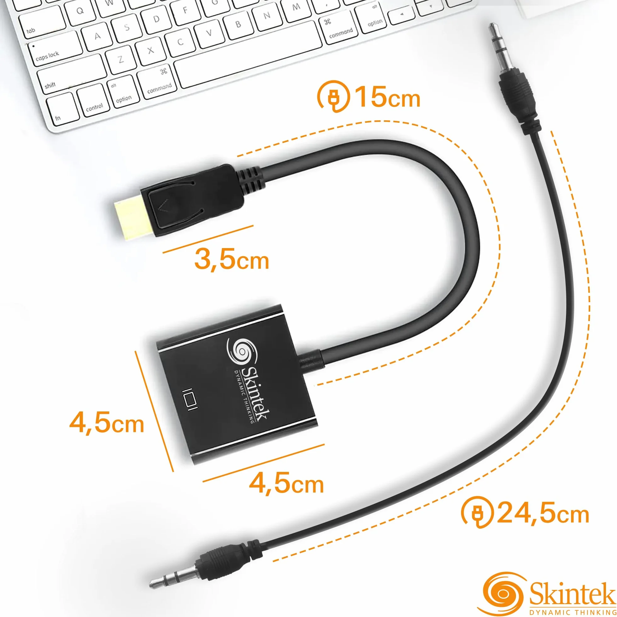 Skintek SK-04-HV adattatore da HDMI a VGA (D-SUB), 1080p 60Hz, Porta Audio da 3,5mm, per PC e Notebook. Per connettere un PC/Notebook a Monitor, Projettore, con ingresso VGA. Cavo 15 cm.
