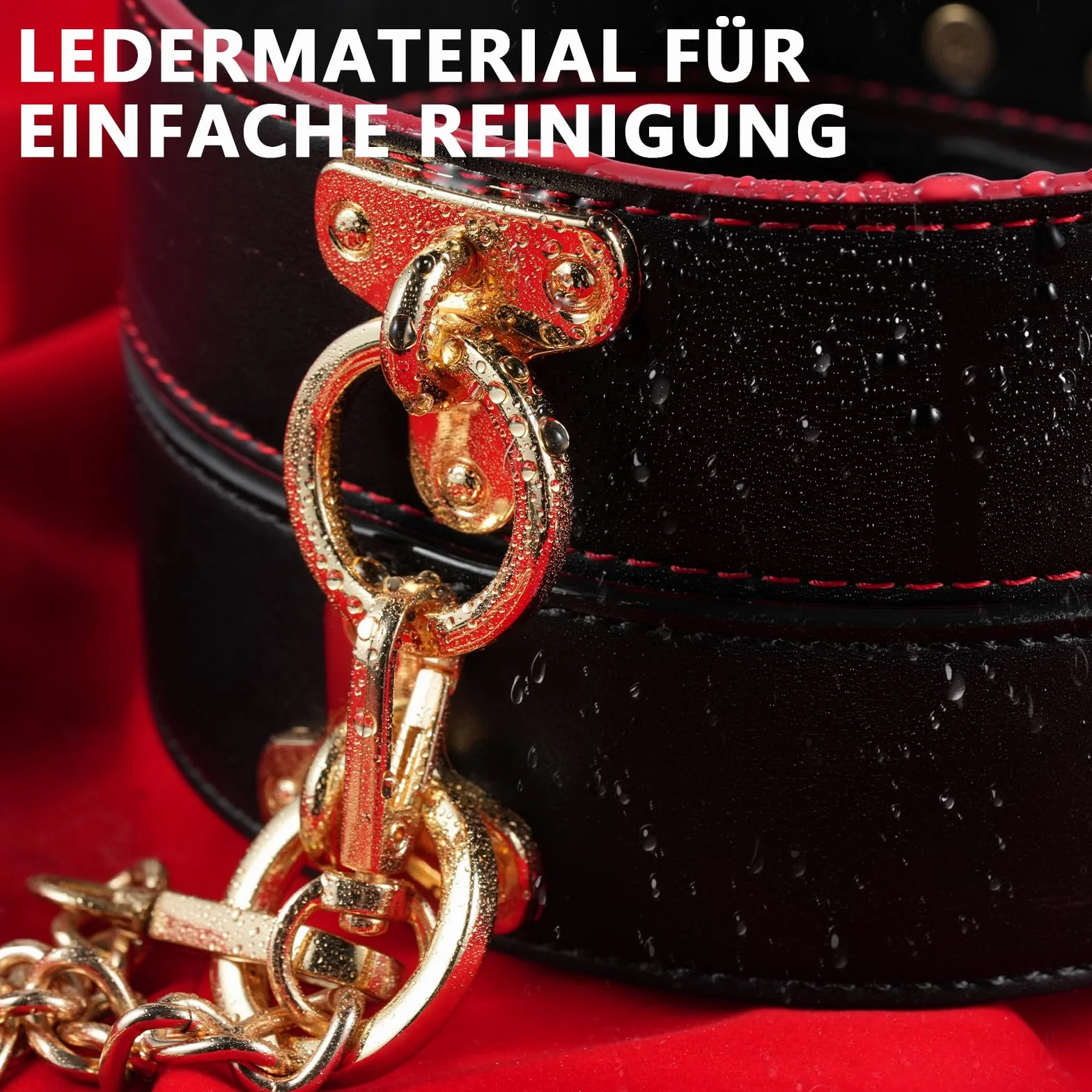BDSM Collare Bondage con Guinzaglio a Catena, Set Collari Fetish in Pelle Regolabili per Coppie