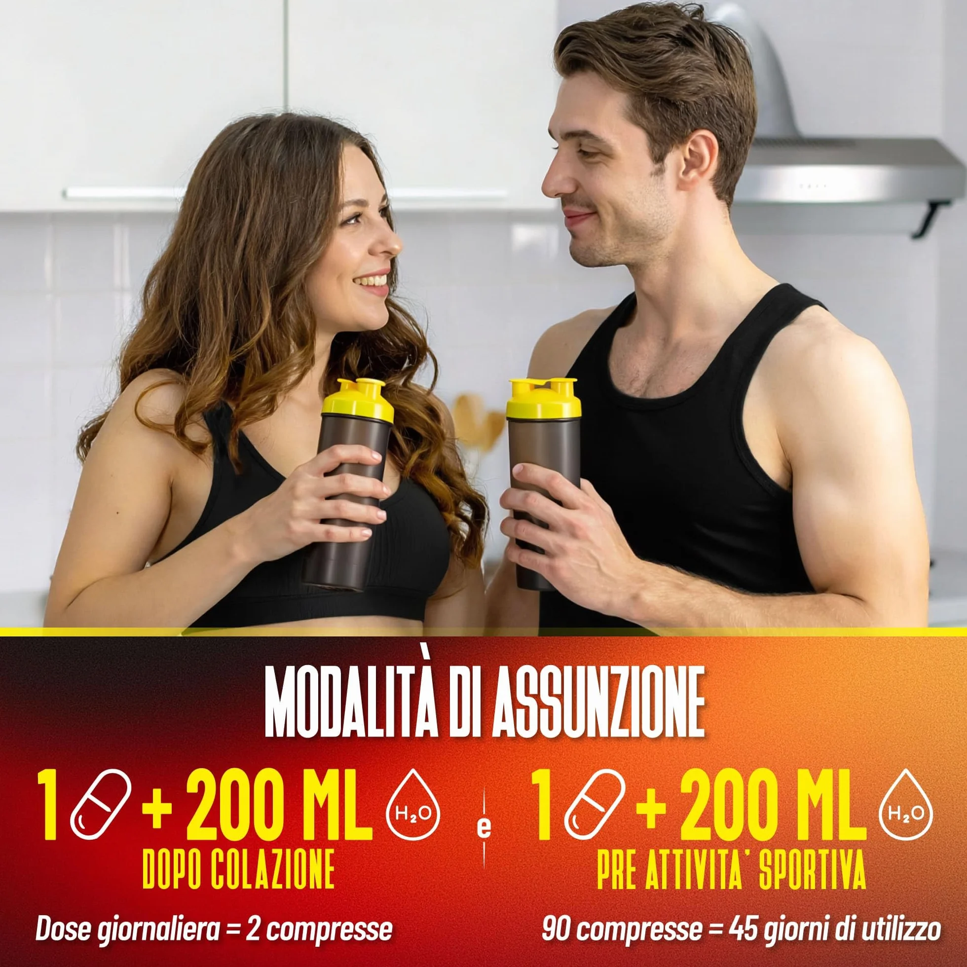 ProAction Thermo Stack Integratore Alimentare Compresse Caffeina L-Tirosina Estratti Vegetali 45 Porzioni 90 cpr