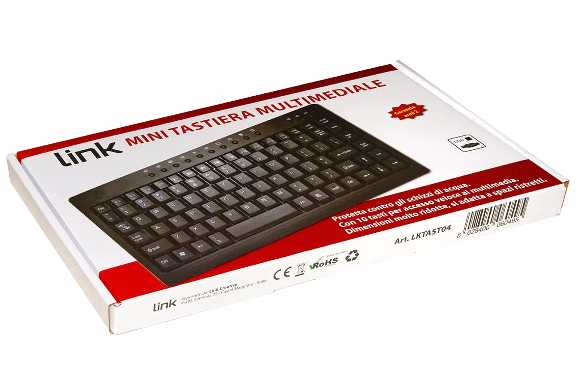 LINK LKTAST04 Mini Tastiera Multimediale USB per Spazi Stretti Applicazioni Industriali