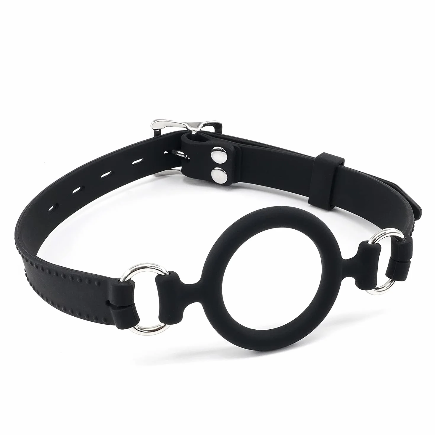 Bocca Aperta Museruola del Sesso in Silicone con Anelli, Bavaglio Bondage per Giochi SM (Nero)