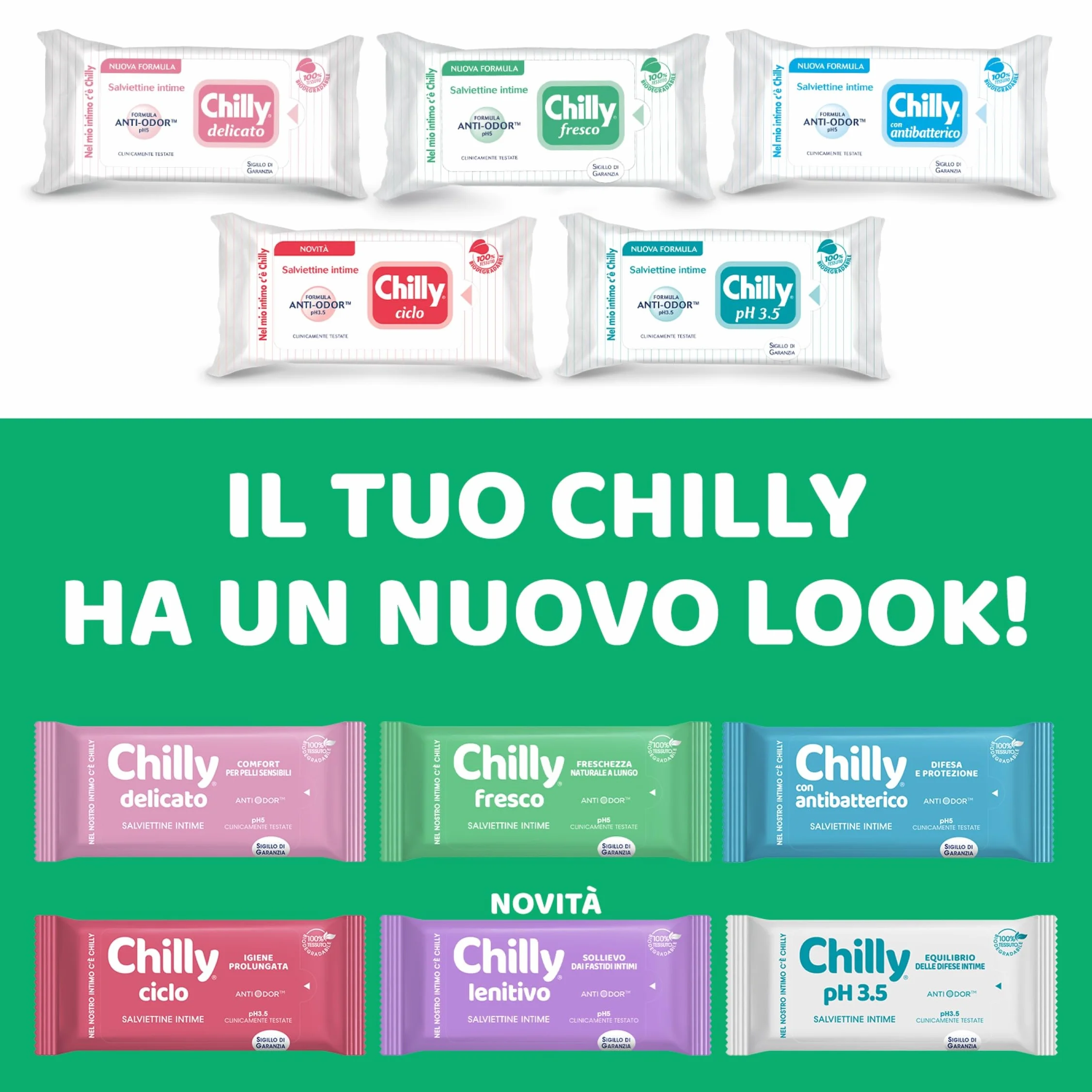 Chilly Salviettine Fresco Azione Protettiva Mentolo Naturale pH 5 12 sztuk