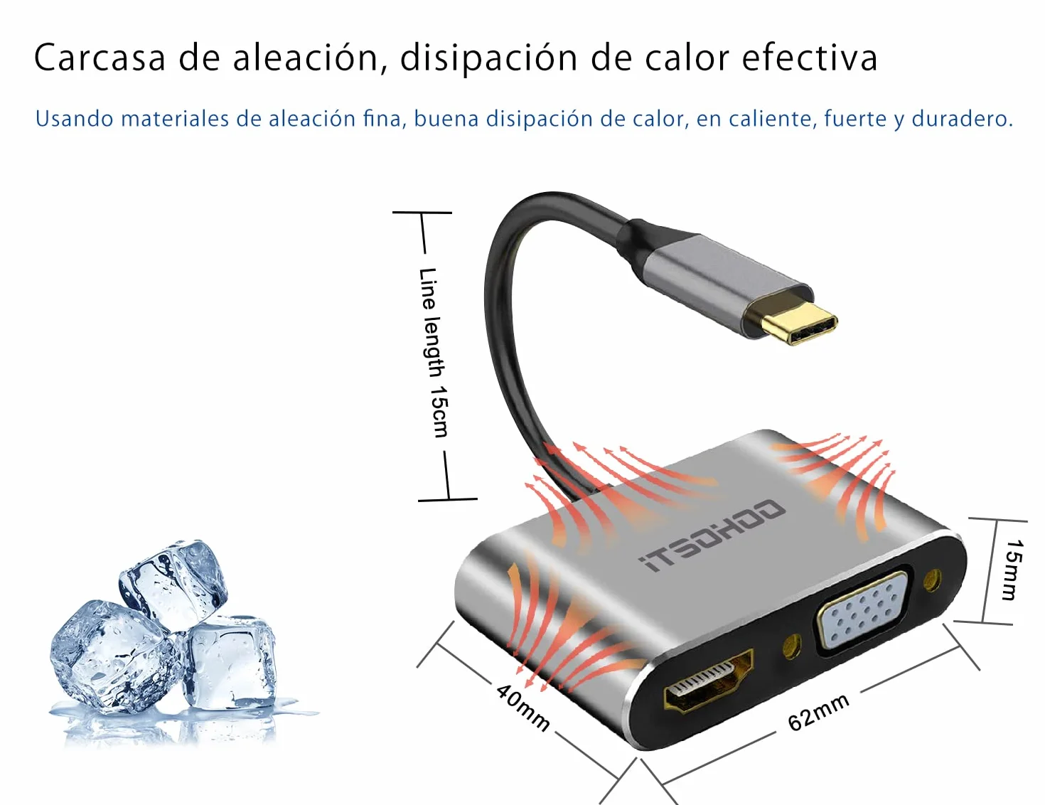 Adattatore USB C a HDMI VGA, USB C HUB a 4K HDMI,1080P VGA,USB 3.0, Type C 87W PD,4 in 1 USB C Adattatore per MacBook Air/Pro M1,Dell XPS 13/15, Surface Go, Galaxy S20 ecc