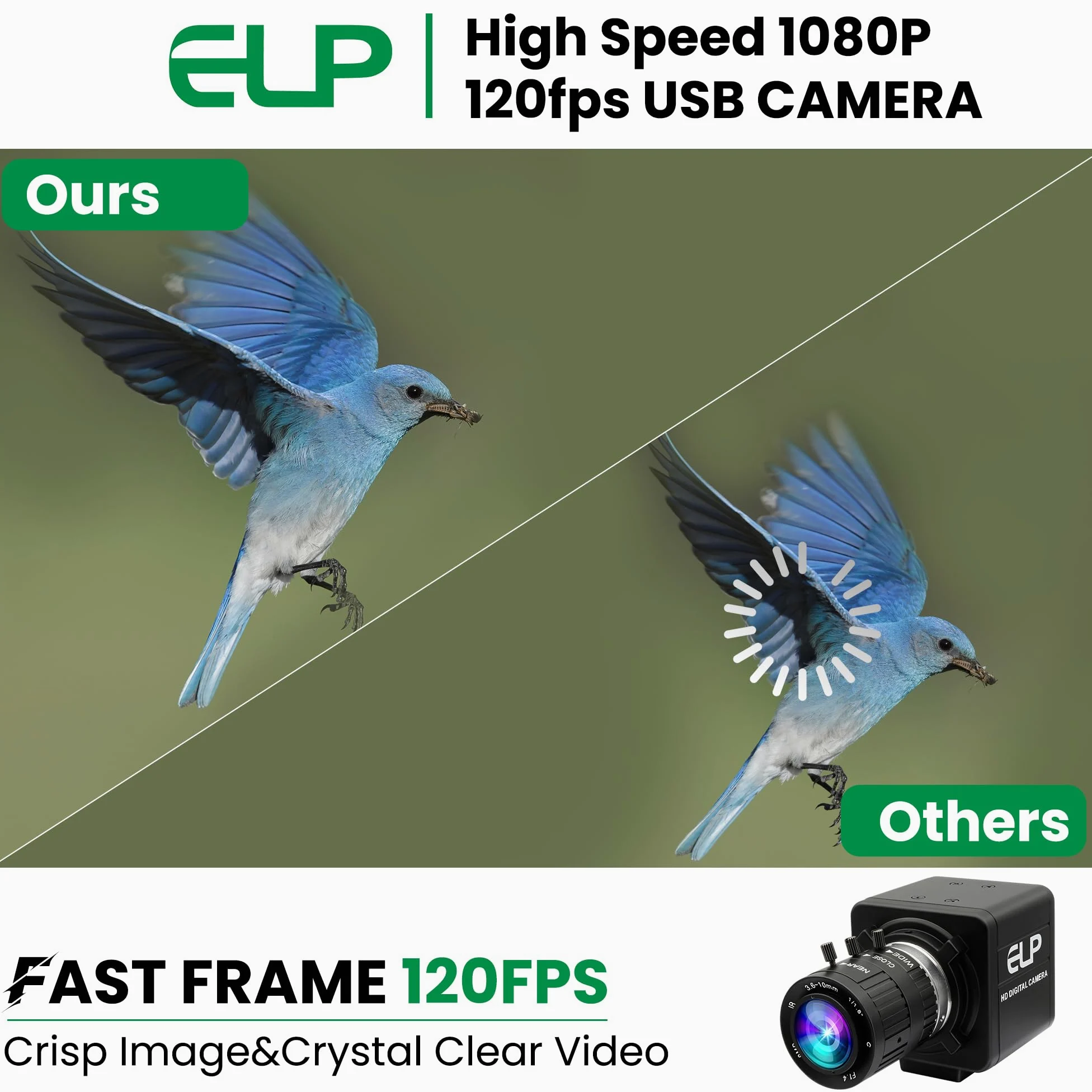 ELP Webcam con zoom manuale da 12 MP USB per computer 1080P 120fps Messa a fuoco variabile Lightburn Camera ad alta velocità 3.6-10mm Zoom 3X USB2.0 PC Cam Varifocal USB Security Webcam per