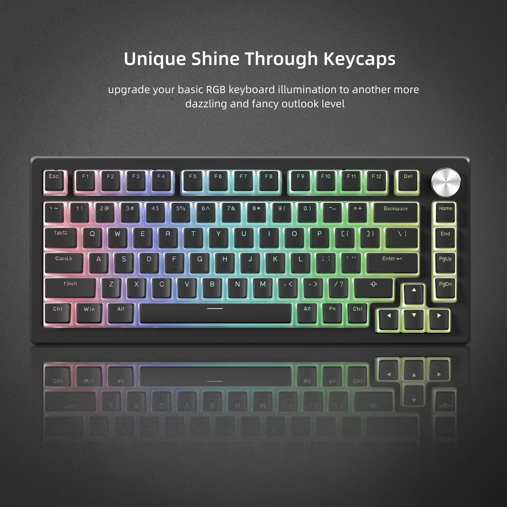 Pudding Keycaps PBT, 130 Tasti Tastiera, Brillare Attraverso, Personalizzata Profilo OEM per 100%, 75%, 65%, 60% MX-stem Interruttori Tastiere - Nero