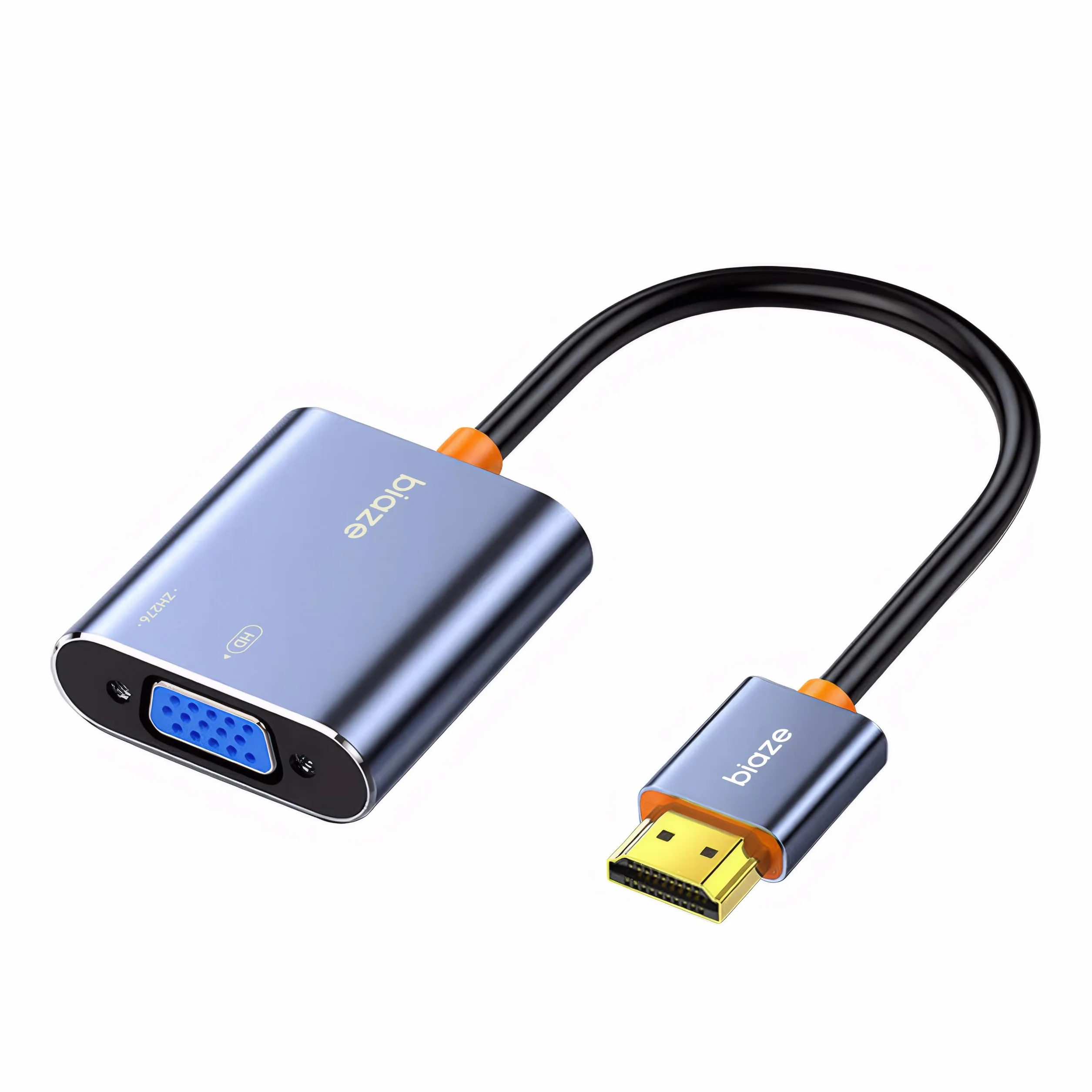 ZH276 - Adattatore HDMI a VGA, 2 adattatori per convertitore video da 1080P 60Hz (maschio a femmina) per laptop, PC, monitor TV, proiettore, cavo di collegamento placcato oro