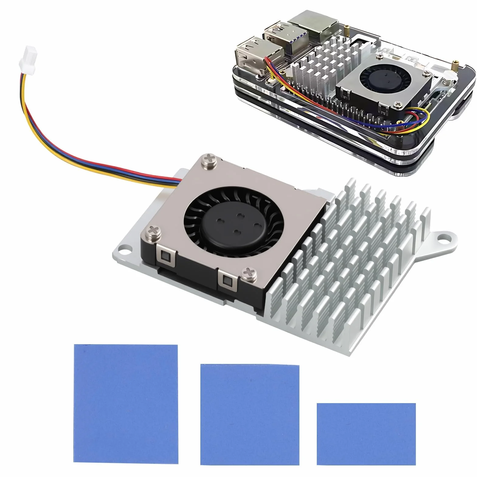 Dissipatore di calore attivo con ventola per Raspberry Pi 5 - Potente sistema di raffreddamento della CPU - Dissipatore di calore in alluminio anodizzato con pad termico - Controllo PWM integrato (5V)