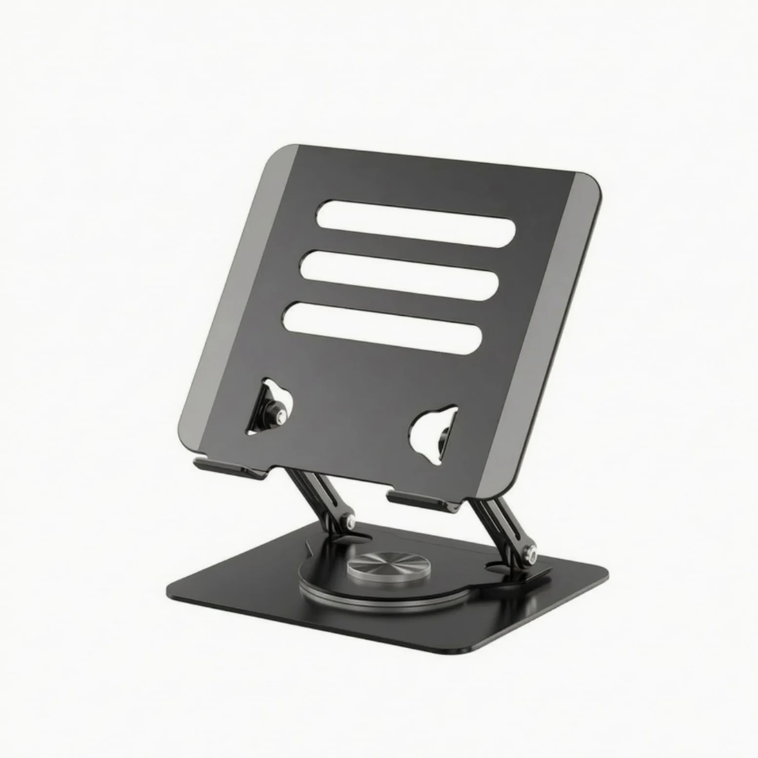 Supporto Girevole a 360° Metallico per Ufficio, Nero, Pieghevole, Rotazione A 360 Gradi, Supporto Per Laptop In Lega Di Acciaio