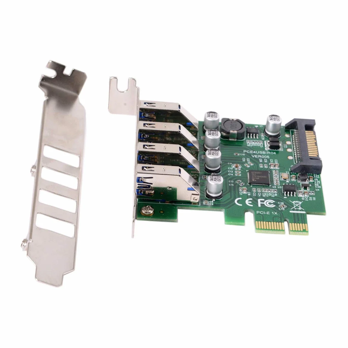 chenyang CY Low Profile 4 Ports PCI-E to USB 3.0 HUB PCI Express Expansion Card Adapter 5Gbps for Motherboard