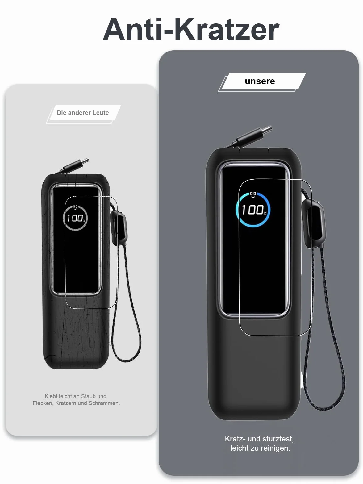 Custodia per Powerbank, 25000 mAh 165 W, contiene due pellicole morbide, protezione all-inclusive, anti-shock/graffi, protezione antigoccia, comoda da tenere, leggera e portatile (nero)