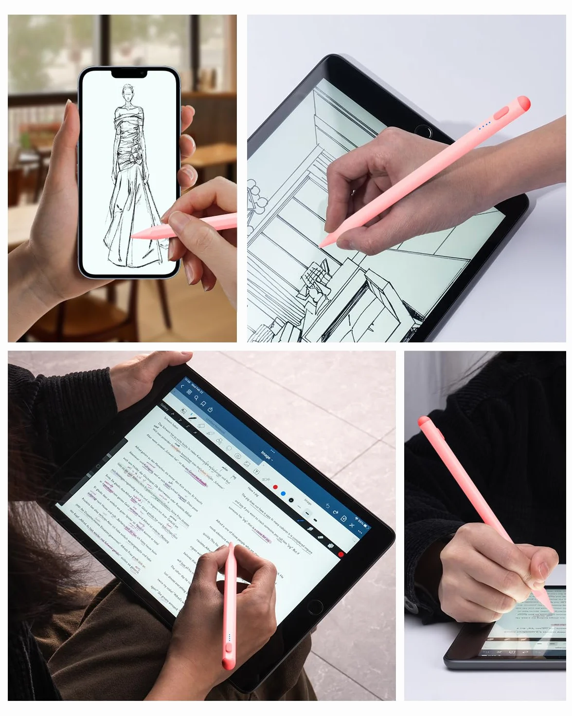 DAORANGE Penna per Tablet Touch Screen, Universale Stylus Pen Penna ad Alta Sensibilità per Android Tablet Compatibile con iPad, per Samsung, per Huawei, per XiaoMi, per Redmi, Smartphone (Rosa)