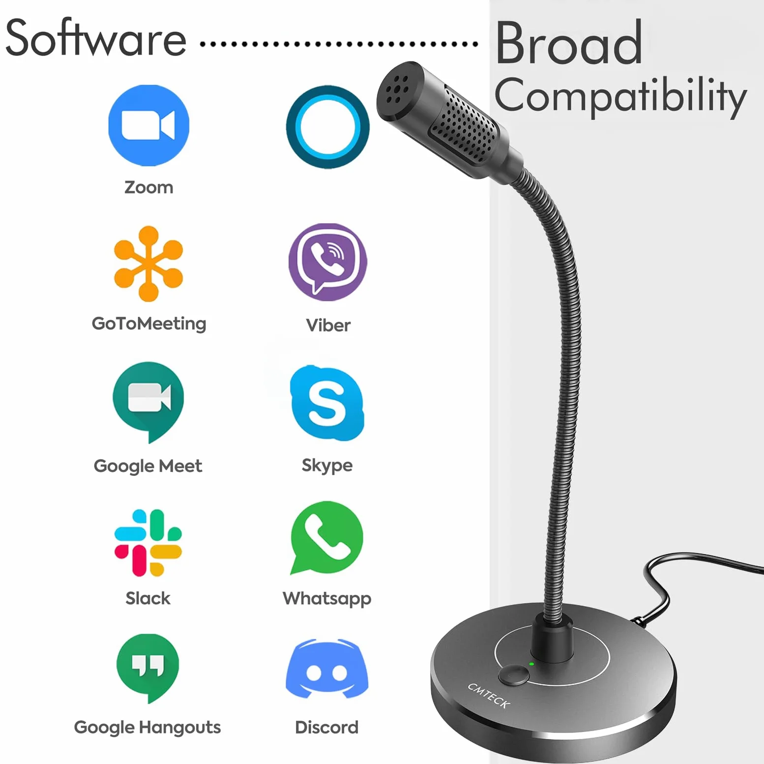 CMTECK Microfono USB per computer, registrazione con cancellazione del rumore, per PC/laptop, per chat online, home studio, podcasting, giochi, Skype, YouTube, con funzione mute (Windows/Mac)