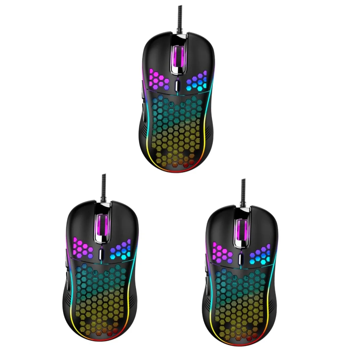 Ciieeo 3pezzi Mouse Gaming Usb Ergonomico Con Design Hollow-out Alta Durabilità e Look Elegante Compatibile Con Laptop e Computer Desktop Nero