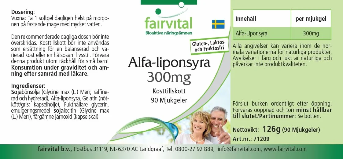Fairvital Capsule di Acido Alfa Lipoico 300 mg 90 Softgel Alto Dosaggio