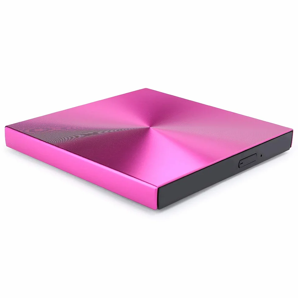 CCYLEZ Unit ottica esterna, unit CD/DVD +/- RW portatile USB 3.0 Masterizzatore di riscrittura DVD/CD sottile, unit disco DVD-RW per desktop laptop (Rosa)