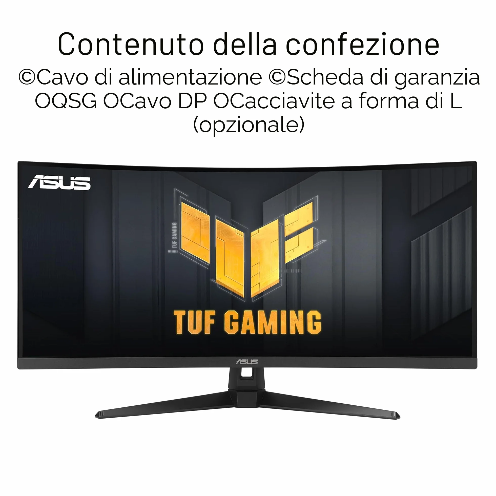 ASUS TUF Gaming VG34VQ3B Monitor Gaming Curvo da 34” pollici WQHD (3440x1440), 180Hz ELMB SYNC, FreeSync Premium, Tempo di Risposta 1ms, 90% DCI-P3, DisplayWidget Center