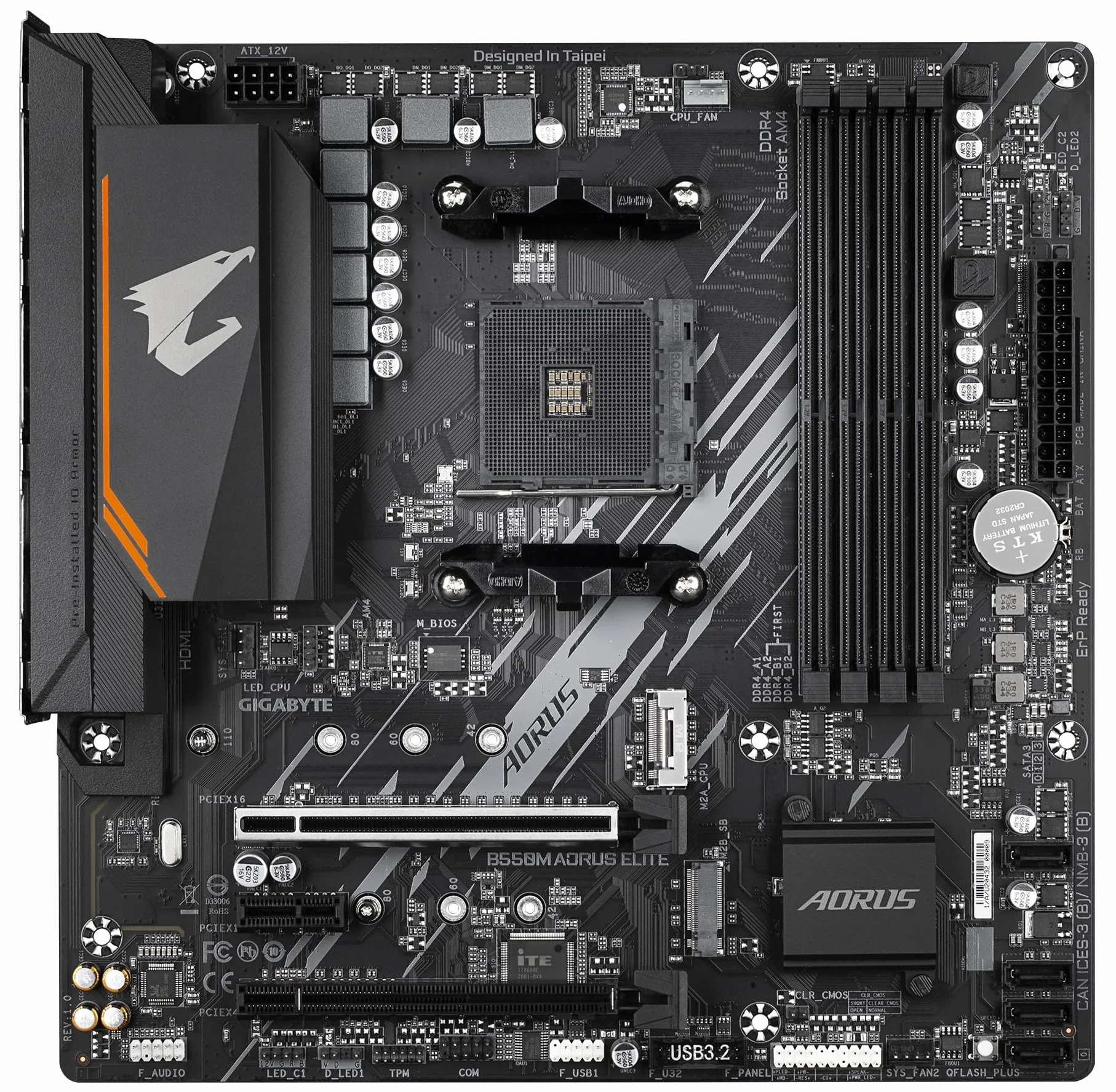 GIGABYTE B550M AORUS ELITE Scheda madre - CPU AMD Ryzen 5000, VRM a 5+3 fasi, fino a 4733 MHz DDR4, 1xPCIe 4.0 + 1xPCIe 3.0 M.2, LAN 1GbE, USB 3.2 Gen 1