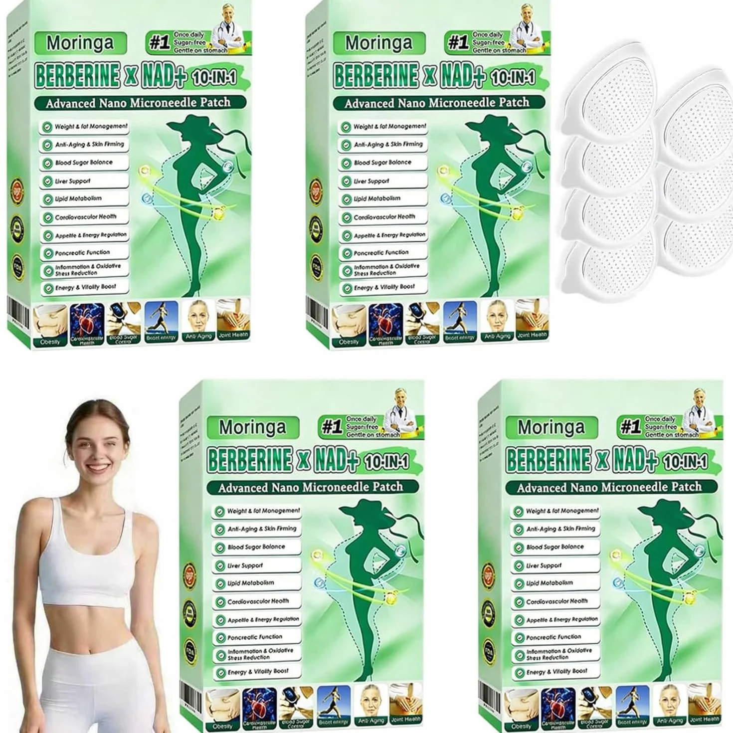Moringa Cerotti Dimagranti 10 IN 1 Patch Nano Microneedle Bruciano Grassi Stimolano Metabolismo