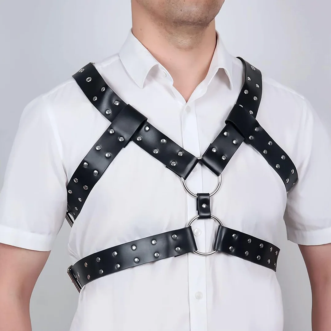 Harness Gay Leather PU Cintura pettorale Regolabile per Uomo Bondage Fetish Erotico
