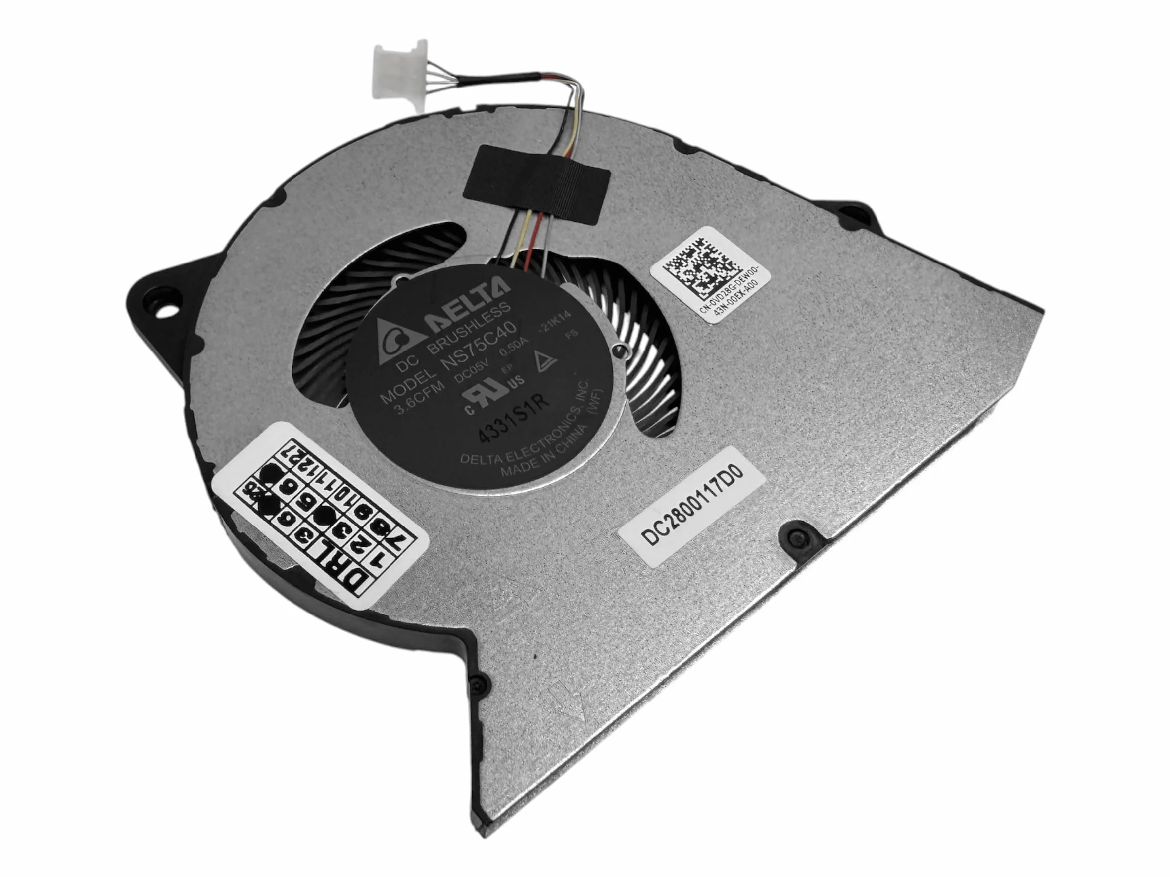 Cooling fan 0RFF51 RFF51 0VD28G, NS75C40-21K14, DC28000WFF0 DFS5K12114464, BN7506S5H-000P, DC28000WFU0, DC28000117D0, compatibile Dell Inspiron 3510. 3511 3515 3520 3525 3530 3535, DC15250, DC15255