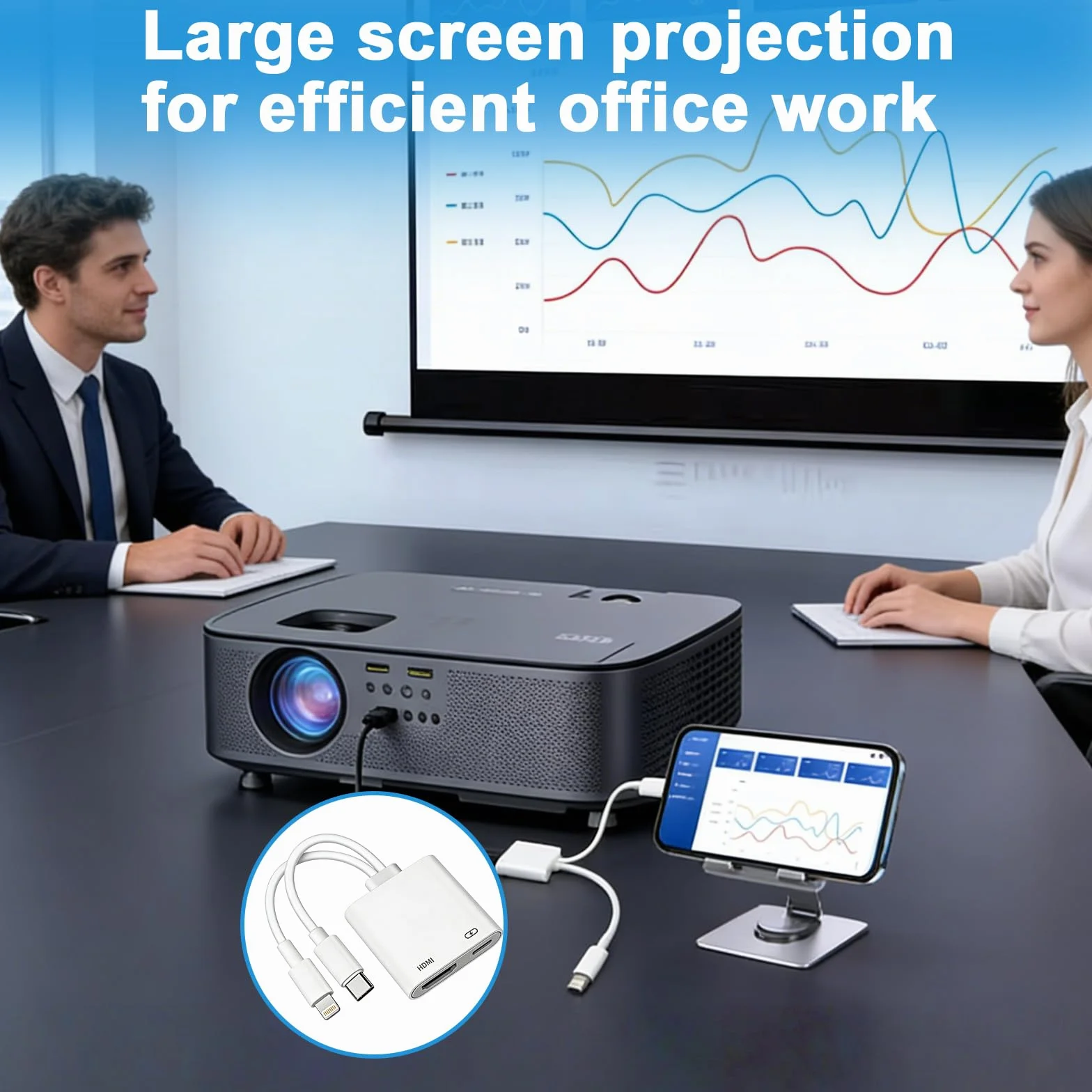 Adattatore USB C HDMI, adattatore da USB C e Lightning a HDMI digitale AV con 4K 60Hz, porta di ricarica, convertitore video audio sincronizzatore, compatibile con iPhone, iPad, MacBook per TV/Monitor