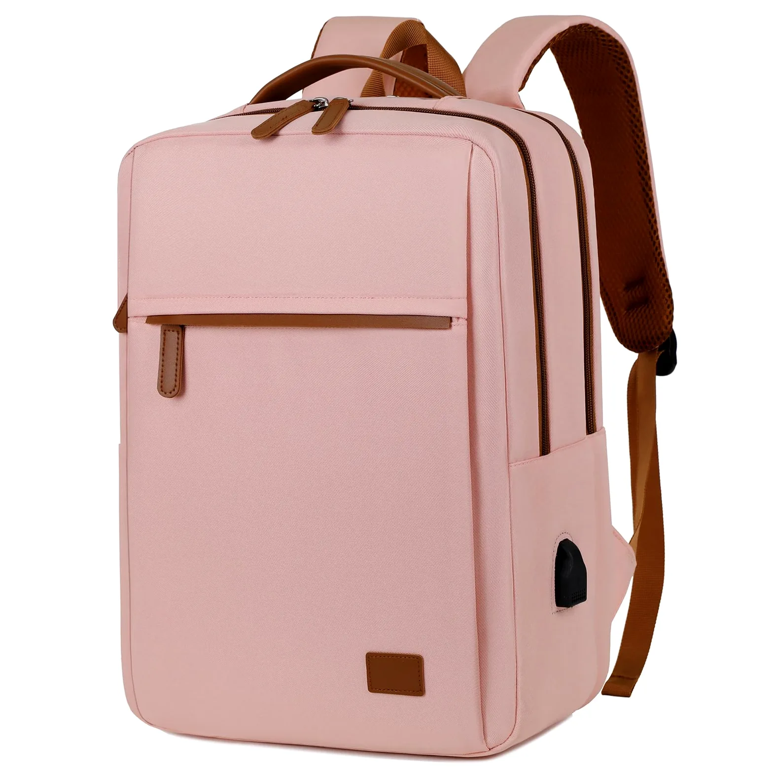 15.6" Zaino Porta PC Uomo Donna, Zaino Computer Laptop Impermeabile, Zainetto da Viaggio Multitasche, Zainetto Lavoro Ufficio per Università, Rosa