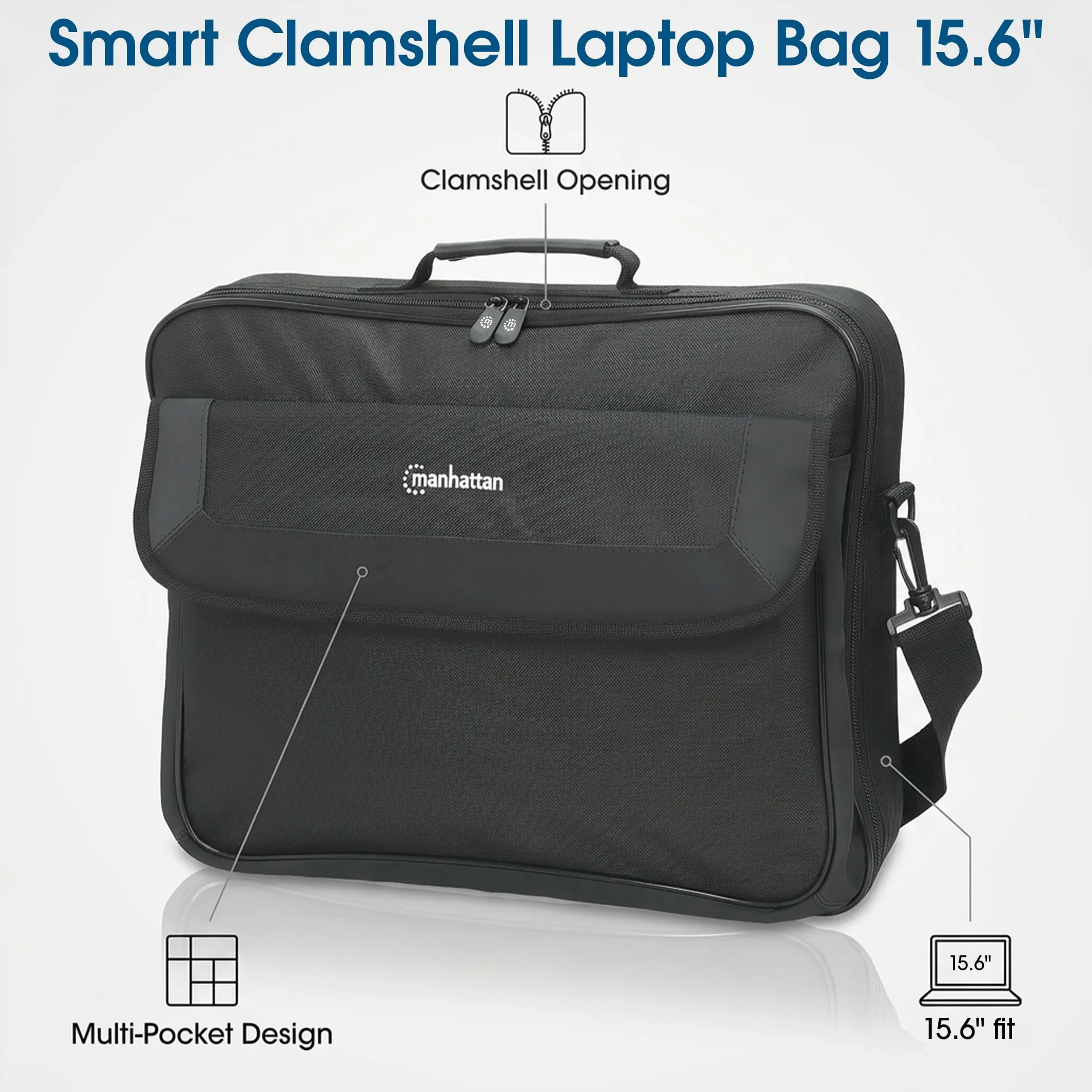 Manhattan Cambridge Clamshell - Borsa da viaggio da 15,6", colore: Nero