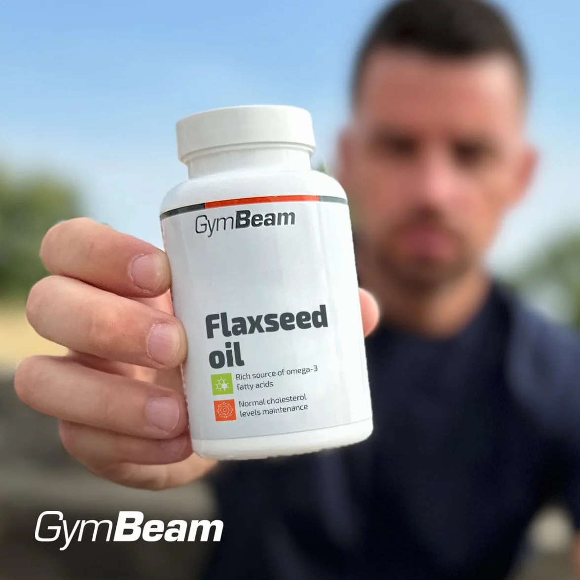 GymBeam Olio di Semi di Lino 2000 mg Capsule Omega 3 6 9 Vitamina E Flaxseed Oil