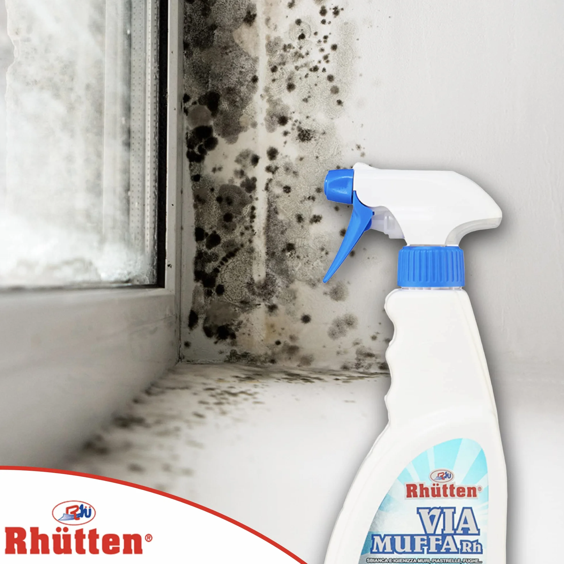 Via Muffa Rh Sbiancante Igienizzante Pareti Guarnizioni Sanitari Fughe Piastrelle 750ml