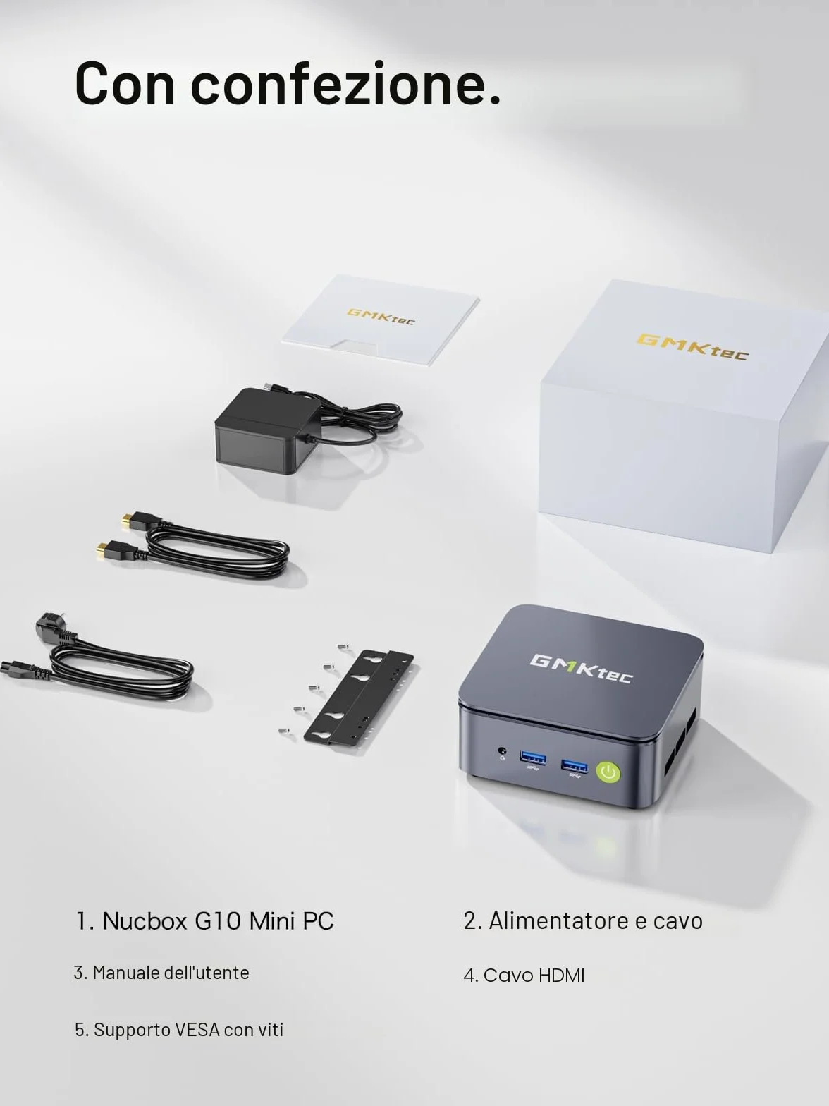 GMKtec G10 Mini PC Ryzen 5 3500U 16GB RAM 512GB SSD LAN 2.5GbE Tripla uscita 4K WiFi Bluetooth USB-C DisplayPort