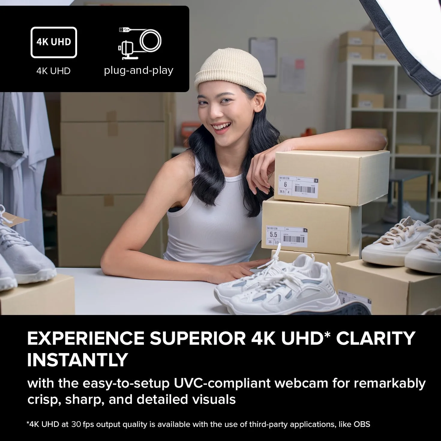 CREATIVE Live! Cam 4K UHD Webcam USB con Compensazione della Retroilluminazione, fino a 60 FPS, Lente Grandangolare da 95°, Lente per la Privacy, Microfoni Integrati, Plug & Play per PC e Mac