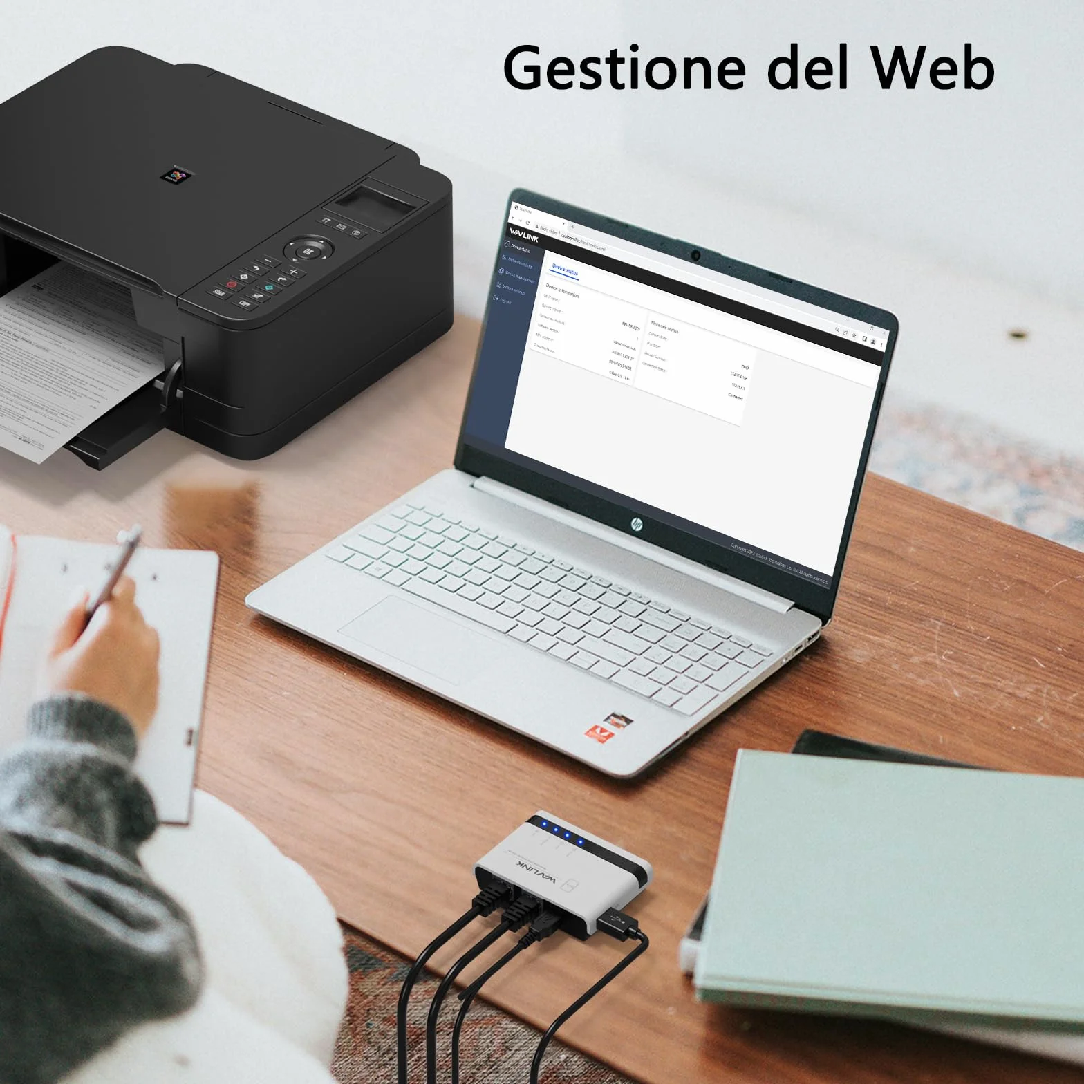 WAVLINK Server di Stampa Wireless,Print Server WiFi con LAN/Bridge da 10/100Mbps,USB2.0,Supporto modalità Cablata/Filare/Standalone,Compatibile con Windows/Mac e Tutte Le Stampanti con Supporto Raw
