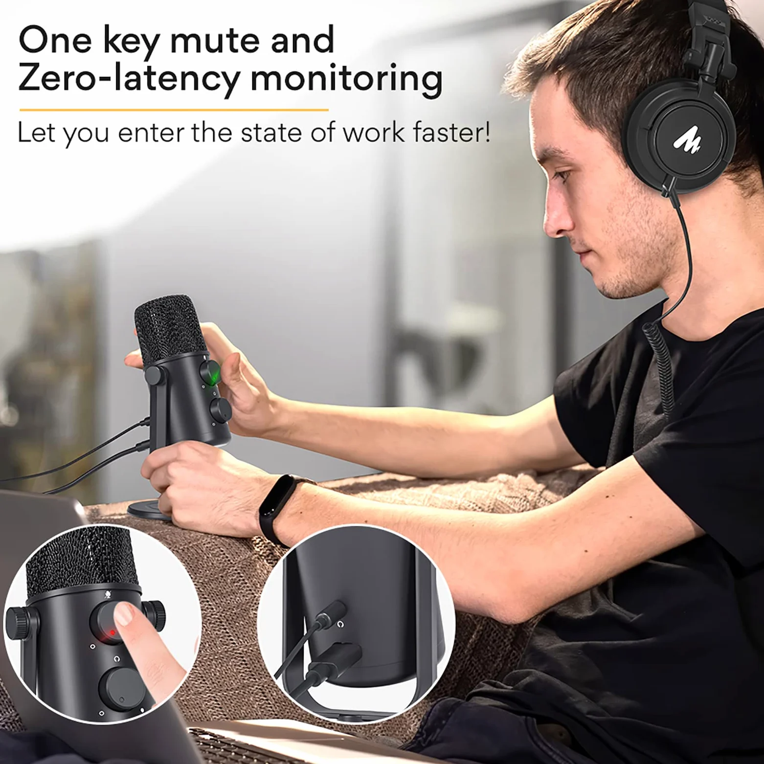 Microfono Di Registrazione, Microfono Per Alesatura Cardioide a Condensatore USB, Corpo Interamente In Metallo, Adatto Per YouTube, Skype, Giochi, Insegnamento Online, Podcast, Studio