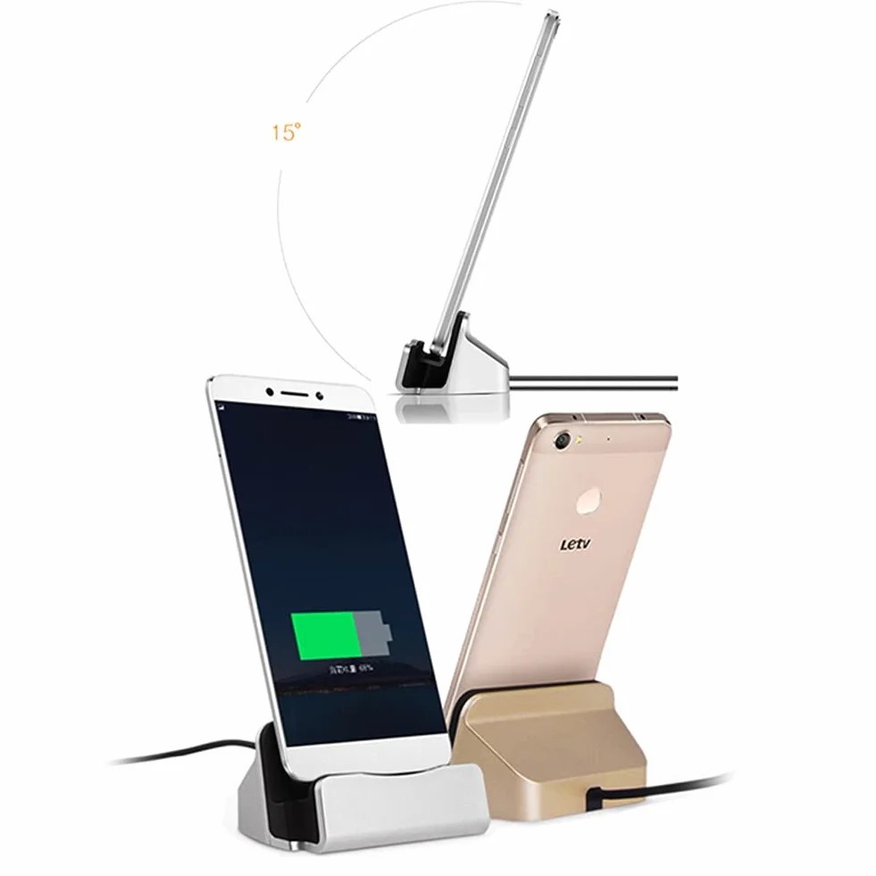 P59CS Bolwins USB Type-C - Docking station con cavo da 1 m - Stazione di ricarica da scrivania - Docking station per smartphone con porta USB-C - Sincronizzazione e ricarica - 5 V - Nero