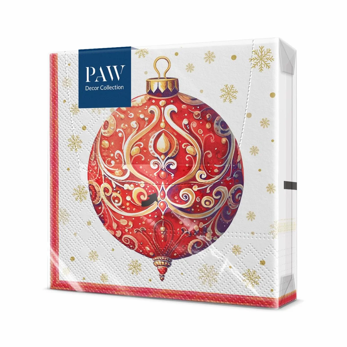PAW Tovaglioli di Carta Natale 33 x 33 cm 20 Pezzi 3 Veli Rosso Natale