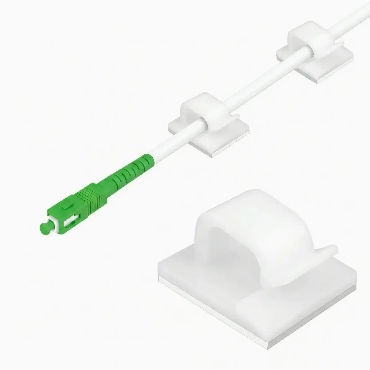 Kit Essenziale - Prolunga in fibra ottica arancione SFR Bouygues – 20 m – Cavo trasparente su avvolgitore + giarrettiera invisibile 3 m SC-APC/SC-APC + 20 clip adesive – spostamento / deportazione di