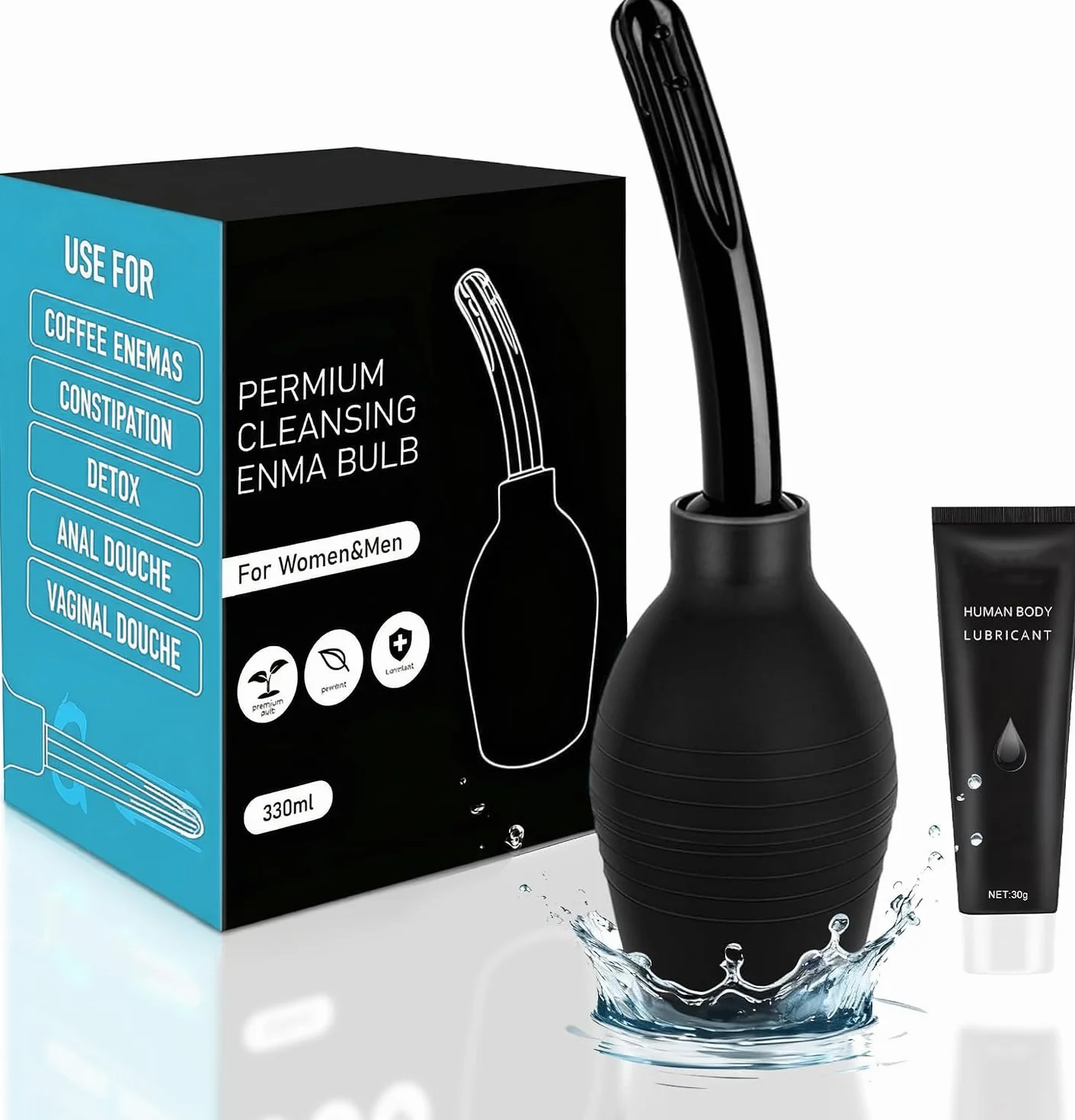 Clistere per pulizia anale Irrigatore intestinale Doccia intima 310ML Nero