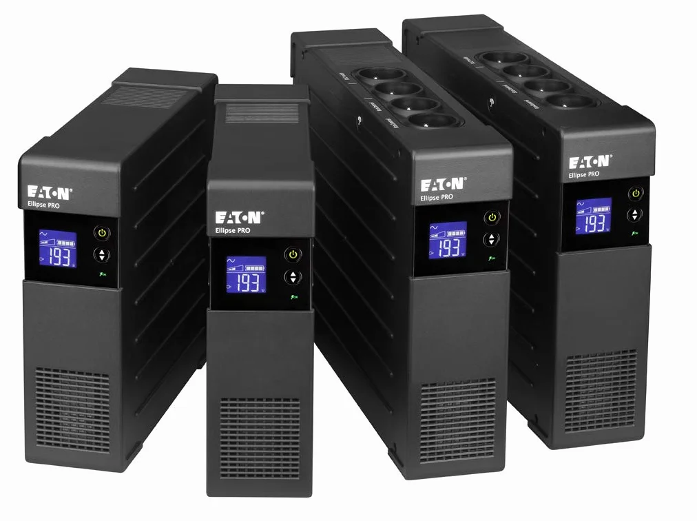 Eaton Ellipse PRO 650 DIN - UPS Line Interactive - ELP650DIN - Potenza 650VA (4 prese DIN) - Regolazione della tensione (AVR) - UPS con display e interfaccia USB (cavo USB incluso) - Nero