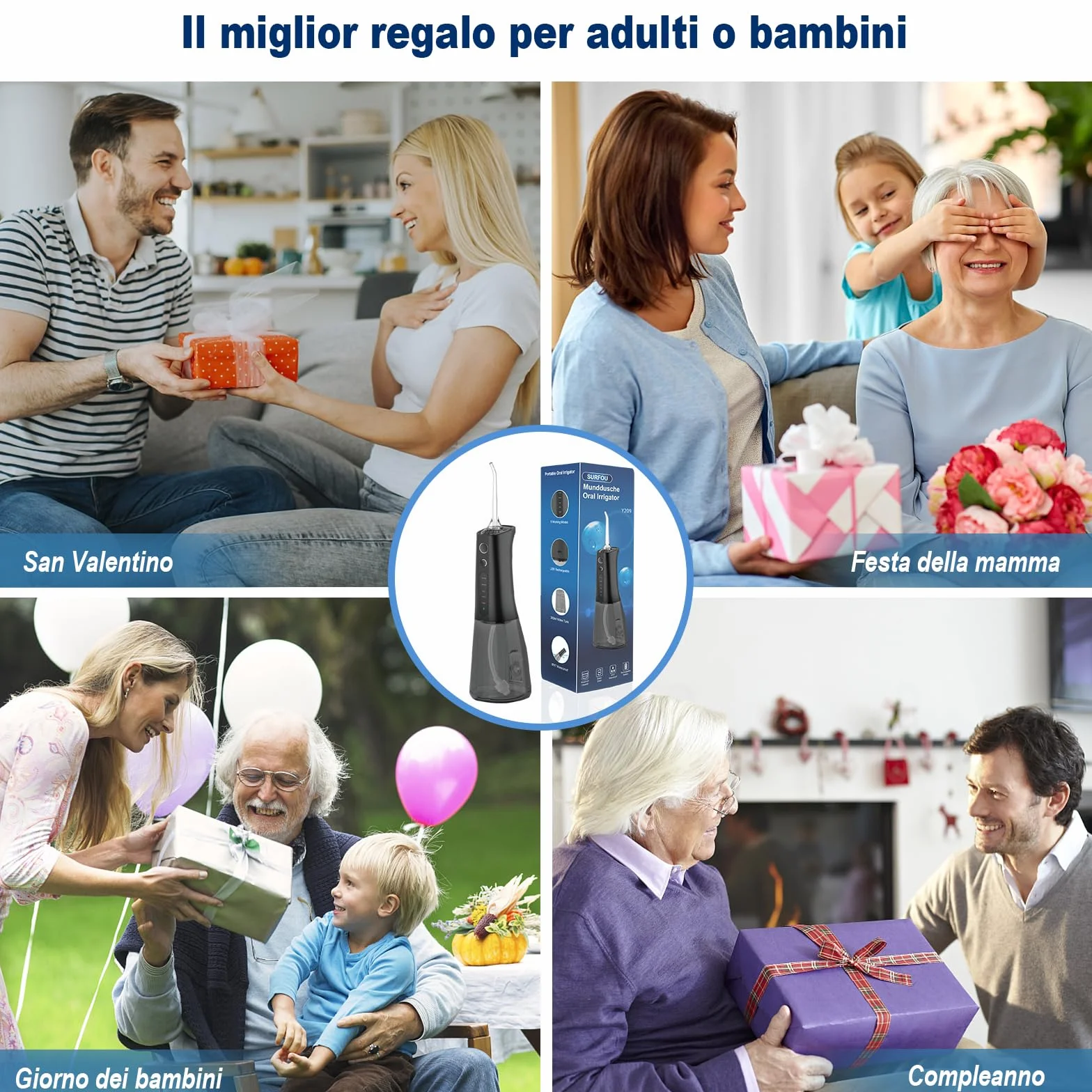 SURFOU Idropulsore Dentale Portatile Professionale Irrigatore Orale Doccia Acqua Getto