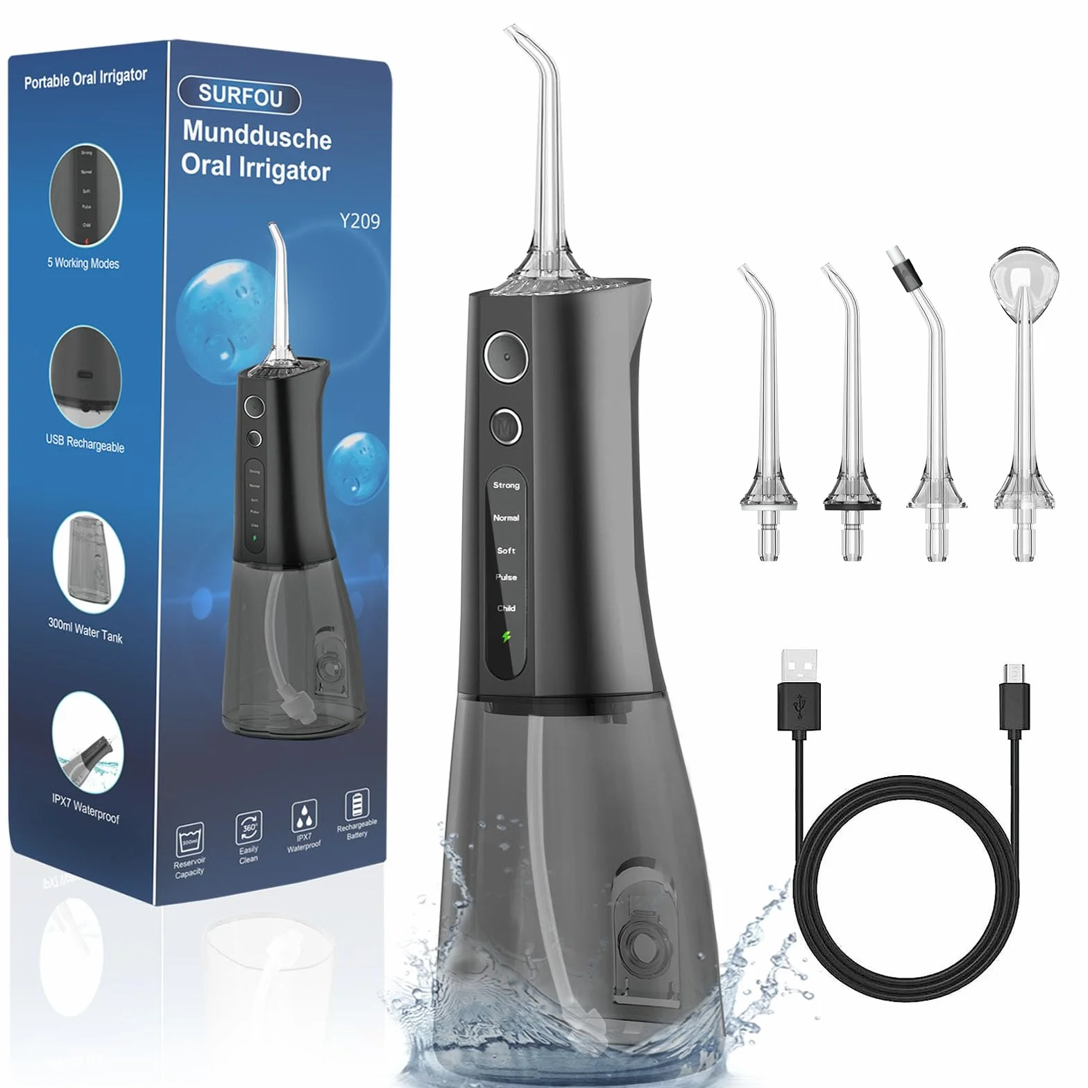 SURFOU Idropulsore Dentale Portatile Professionale Irrigatore Orale Doccia Acqua Getto