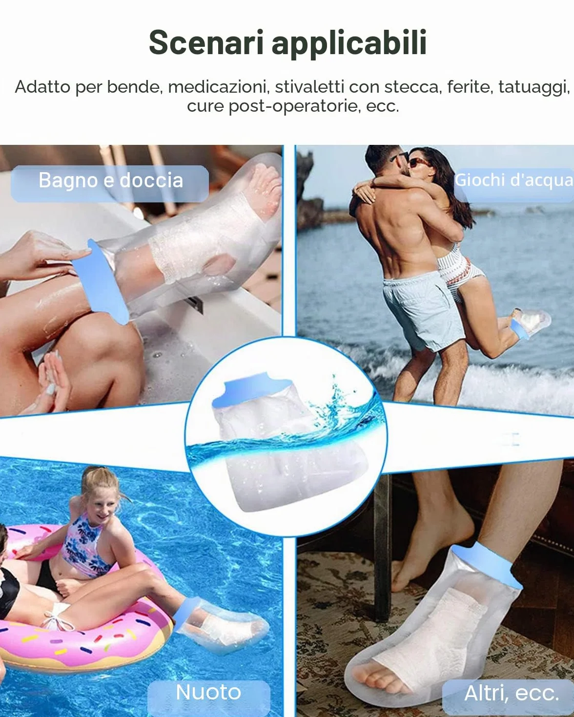 CureSquad Copertura Impermeabile Piede Morbido Confortevole Copri Gesso Doccia Protezione Riutilizzabile